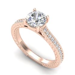 1.45 CTW VS/SI Diamond Solitaire Art Deco Ring 18K Rose Gold - REF-400K2W - 37005