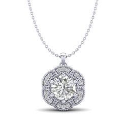 1.01 CTW VS/SI Diamond Solitaire Art Deco Stud Necklace 18K White Gold - REF-245V5Y - 37109