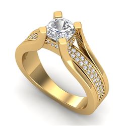 1.70 CTW Cushion VS/SI Diamond Solitaire Micro Pave Ring 18K Yellow Gold - REF-472Y7X - 37165