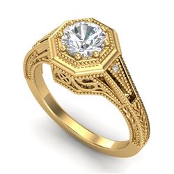 0.84 CTW VS/SI Diamond Solitaire Art Deco Ring 18K Yellow Gold - REF-236H4M - 37093