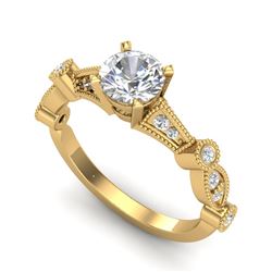 1.03 CTW VS/SI Diamond Solitaire Art Deco Ring 18K Yellow Gold - REF-203Y6X - 36973