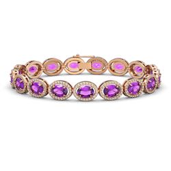 19.82 CTW Amethyst & Diamond Bracelet Rose Gold 10K Rose Gold - REF-249X5R - 40641