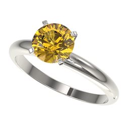 1.50 CTW Certified Intense Yellow SI Diamond Solitaire Ring 10K White Gold - REF-345X5R - 32930