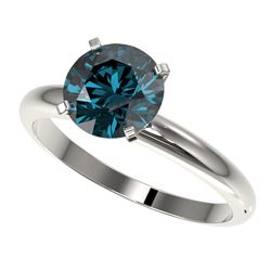 2 CTW Certified Intense Blue SI Diamond Solitaire Engagement Ring 10K White Gold - REF-417K6W - 3293