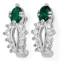 0.85 CTW Emerald & Diamond Earrings 14K White Gold - REF-43V3Y - 10560