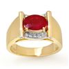 Image 1 : 2.33 CTW Ruby & Diamond Men's Ring 10K Yellow Gold - REF-47N6A - 13492