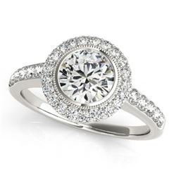 1.50 CTW Certified VS/SI Diamond Solitaire Halo Ring 18K White Gold - REF-401Y6X - 27021