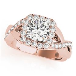 1.65 CTW Certified VS/SI Diamond Solitaire Halo Ring 18K Rose Gold - REF-408V9Y - 26192