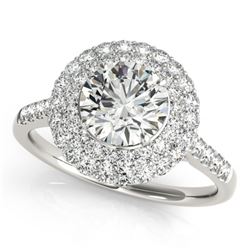 1.50 CTW Certified VS/SI Diamond Solitaire Halo Ring 18K White Gold - REF-229F5N - 26452