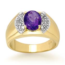 2.65 CTW Tanzanite & Diamond Men's Ring 10K Yellow Gold - REF-70K4W - 13477