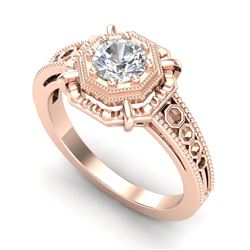 0.53 CTW VS/SI Diamond Solitaire Art Deco Ring 18K Rose Gold - REF-136V4Y - 36870