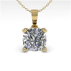 0.50 CTW VS/SI Cushion Diamond Designer Necklace 14K Yellow Gold - REF-85Y8X - 38414