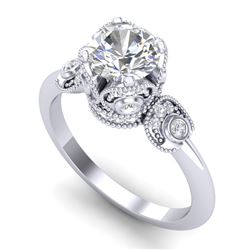 1.75 CTW VS/SI Diamond Art Deco Ring 18K White Gold - REF-398R2K - 36854