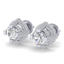 2.75 CTW VS/SI Diamond Micro Pave Stud Earrings 18K White Gold - REF-320R2K - 36950