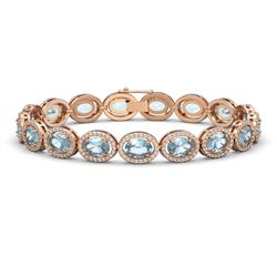 18.38 CTW Aquamarine & Diamond Bracelet Rose Gold 10K Rose Gold - REF-320A9V - 40626