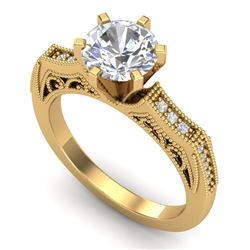1.51 CTW VS/SI Diamond Solitaire Art Deco Ring 18K Yellow Gold - REF-536R4K - 37078