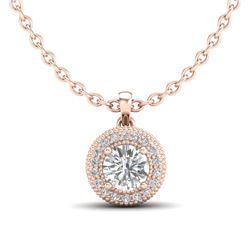 1 CTW VS/SI Diamond Solitaire Art Deco Stud Necklace 18K Rose Gold - REF-180M2F - 36966