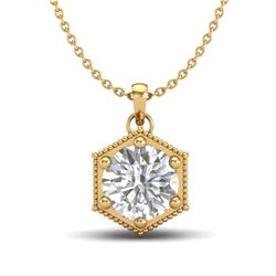 0.82 CTW VS/SI Diamond Solitaire Art Deco Stud Necklace 18K Yellow Gold - REF-218R2K - 37222