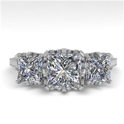 2 CTW Past Present Future Certified VS/SI Princess Diamond Ring 18K White Gold - REF-414N2A - 35784