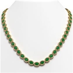 34.11 CTW Emerald & Diamond Necklace Yellow Gold 10K Yellow Gold - REF-562K9W - 40402