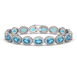 24.32 CTW Swiss Topaz & Diamond Bracelet White Gold 10K White Gold - REF-252H7M - 40634