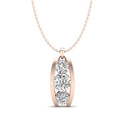 1.07 CTW VS/SI Diamond Solitaire Art Deco Stud Necklace 18K Rose Gold - REF-158F2N - 37014