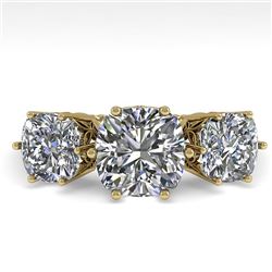 2.0 CTW Past Present Future Certified VS/SI Cushion Diamond Ring 18K Yellow Gold - REF-414N2A - 3592