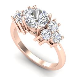 2.1 CTW VS/SI Diamond Solitaire Ring 18K Rose Gold - REF-563N6A - 36942