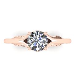 1 CTW Solitaire Certified VS/SI Diamond Ring 14K Rose Gold - REF-278H4M - 38542