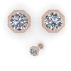 Image 2 : 1.05 CTW VS/SI Diamond Stud Solitaire Earrings 18K Rose Gold - REF-168W2H - 35951