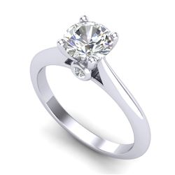 1.08 CTW VS/SI Diamond Solitaire Art Deco Ring 18K White Gold - REF-361Y8X - 37286