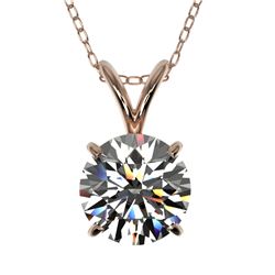 1.26 CTW Certified H-SI/I Quality Diamond Solitaire Necklace 10K Rose Gold - REF-240M2F - 36774