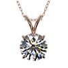Image 1 : 1.26 CTW Certified H-SI/I Quality Diamond Solitaire Necklace 10K Rose Gold - REF-240M2F - 36774