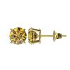 Image 2 : 1.50 CTW Certified Intense Yellow SI Diamond Solitaire Stud Earrings 10K Yellow Gold - REF-192M2F - 