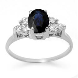 1.41 CTW Blue Sapphire & Diamond Ring 18K White Gold - REF-41N8A - 13734