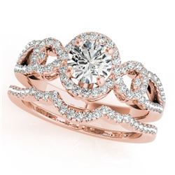 1.32 CTW Certified VS/SI Diamond 2Pc Wedding Set Solitaire Halo 14K Rose Gold - REF-215N5A - 31080