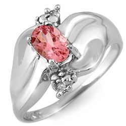 0.54 CTW Pink Tourmaline & Diamond Ring 18K White Gold - REF-48F2N - 11259