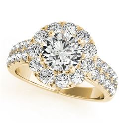 1.52 CTW Certified VS/SI Diamond Solitaire Halo Ring 18K Yellow Gold - REF-179F3N - 26436