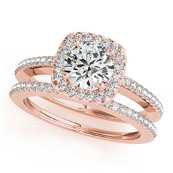 1.18 CTW Certified VS/SI Diamond 2Pc Wedding Set Solitaire Halo 14K Rose Gold - REF-209M3F - 30997