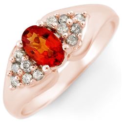 0.90 CTW Orange Sapphire & Diamond Ring 14K Rose Gold - REF-40V9Y - 10299