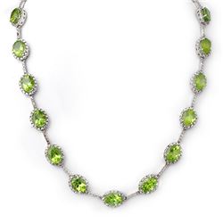 45.0 CTW Peridot & Diamond Necklace 10K White Gold - REF-356Y2X - 10313