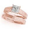 Image 1 : 1 CTW Certified VS/SI Princess Diamond 2Pc Set Solitaire Wedding 14K Rose Gold - REF-347N5A - 32085