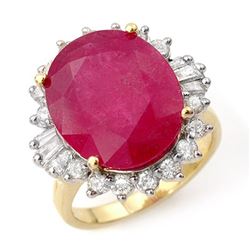 13.12 CTW Ruby & Diamond Ring 14K Yellow Gold - REF-126M9F - 12943