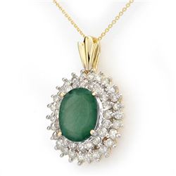 10.11 CTW Emerald & Diamond Pendant 14K Yellow Gold - REF-230H9M - 14206