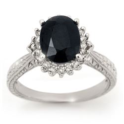 2.75 CTW Blue Sapphire & Diamond Ring 18K White Gold - REF-69N3A - 12755