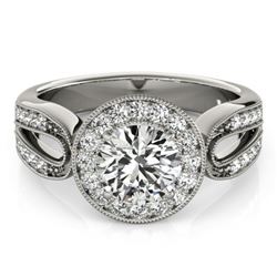 1.40 CTW Certified VS/SI Diamond Solitaire Halo Ring 18K White Gold - REF-418R2K - 27078