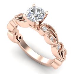 1.01 CTW VS/SI Diamond Solitaire Art Deco Ring 18K Rose Gold - REF-218F2N - 37317