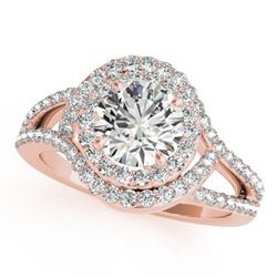 1.90 CTW Certified VS/SI Diamond Solitaire Halo Ring 18K Rose Gold - REF-424V2Y - 26998