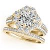 Image 1 : 3.03 CTW Certified VS/SI Diamond 2Pc Wedding Set Solitaire Halo 14K Yellow Gold - REF-623M3F - 31111