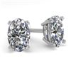 Image 1 : 1.02 CTW Oval Cut VS/SI Diamond Stud Designer Earrings 14K White Gold - REF-148Y5X - 30589